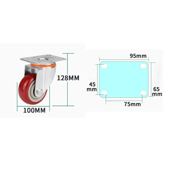 (A)Trolley Casters Heavy Duty Industrial 2 Pieces Professional Sh