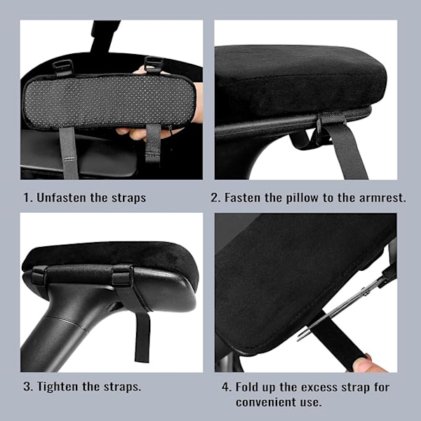 Armleneputer, Albueputer for kontorstol, Armleneputer i memory foam, Ergonomiske armleneputer, for lindring av albuer og underarmer
