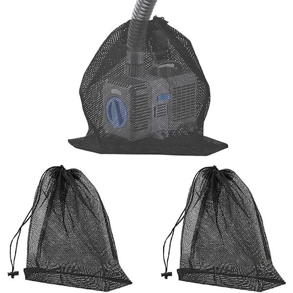 3 st (47x47cm) Pumpfilter Mesh Bag Dammpump Filterpåse med Dra
