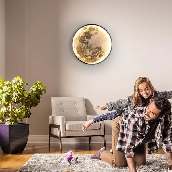 Dimbar månevegglampe plugg moderne LED-vegglampe med fjernkontroll