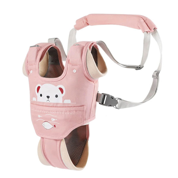 (Rosa) Baby Walker Bär Handheld Hjälpbälte Justerbar Småbarn Baby Walker Säkerhetsbälte Stå Wal