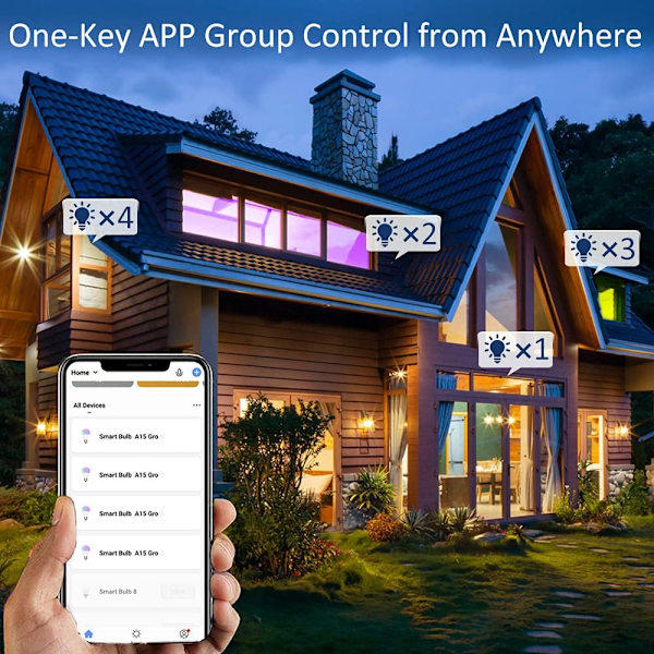 Farveskiftende RGB Smart Light Bulb Kompatibel med Alexa Go