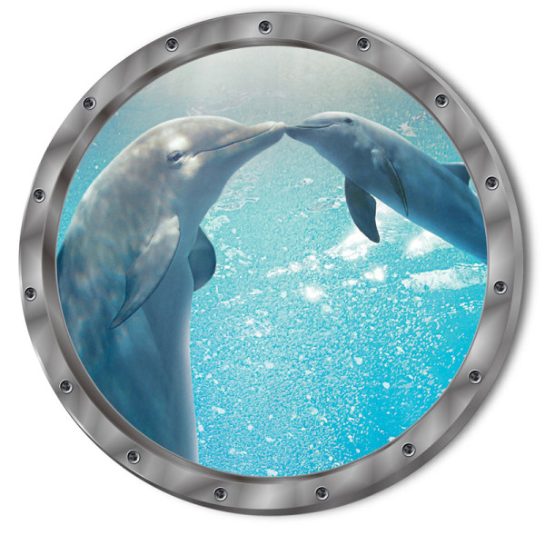 2kpl (Les dauphins) autocollants muraux 3D, tarrat muraux sou