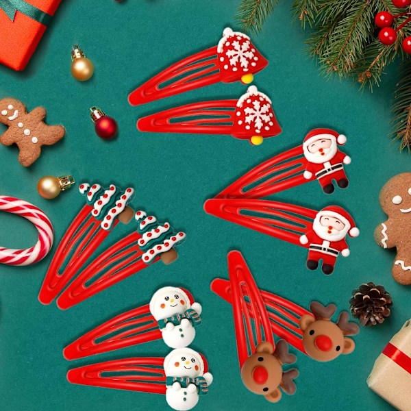 Julklipp, 10 stycken hårtillbehör Barrettes Jul