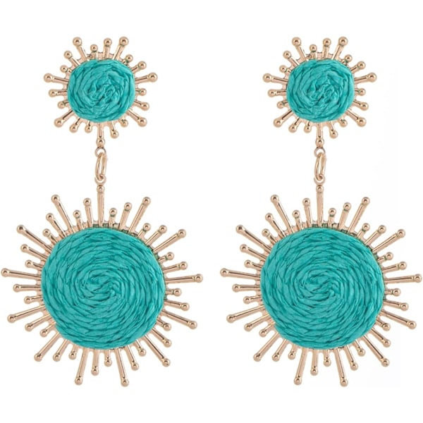 Håndlagde Raffia Dingle Øredobber - Boho Statement Solstråle Øredobber for Sommerferie på Stranden