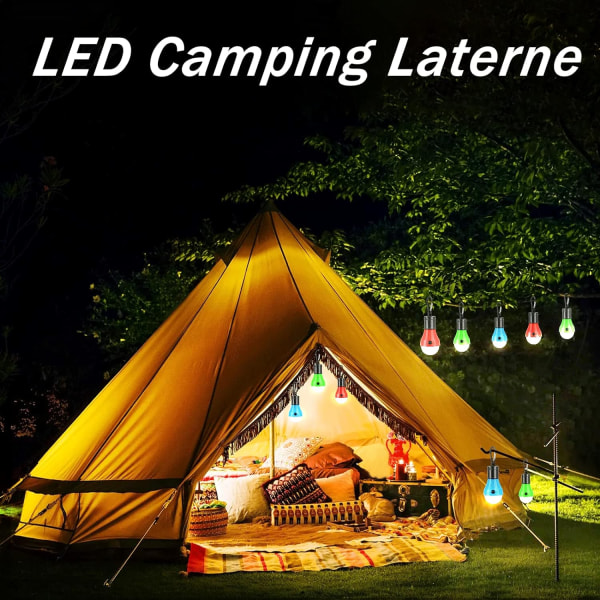 4 deler Campinglampe, LED Campinglanterne Batteridrevet Campi