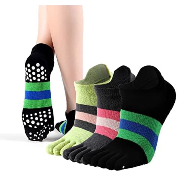 Løping Yoga Antislipp Toesocks For Kvinner Med Grep, Fem-Fingersokker For Løping, Pilates, Ballet, Trening 3 Par