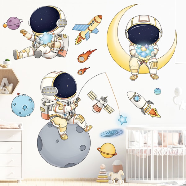 Sticker Mural Astronaut i Rummet Vægmærker Rum Pla