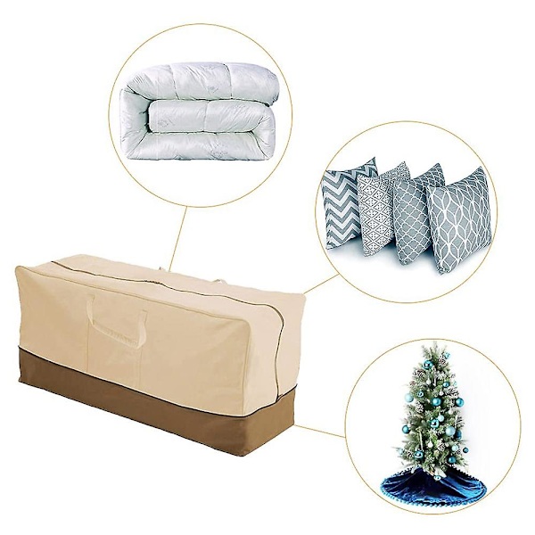 Utendørs puteoppbevaringspose Patio putetrekk Oppbevaringsposer 115,5*35*50,8cm med glidelåshåndtak f