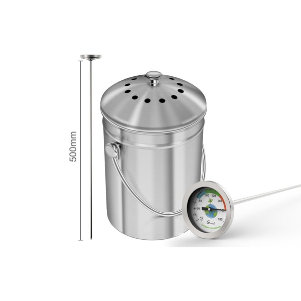 Komposttermometer - Skivetermometer i rustfrit stål til H