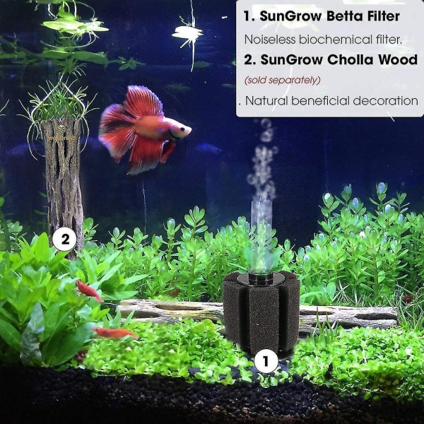2 stk svampfilter akvarieluftfilter bio svamp betta reker