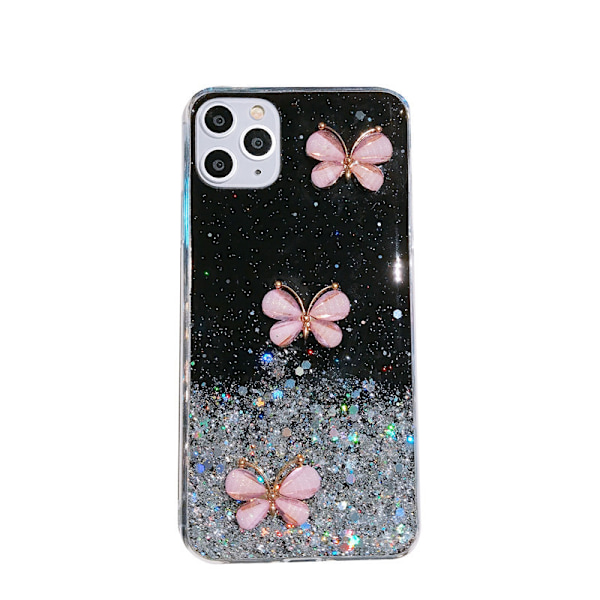 Bling-fodral Utformat för iPhone 16 Pro, 3D Fjäril Transparent Design Glittrande Blinkande Flexibelt TPU Stötskyddande Fodral