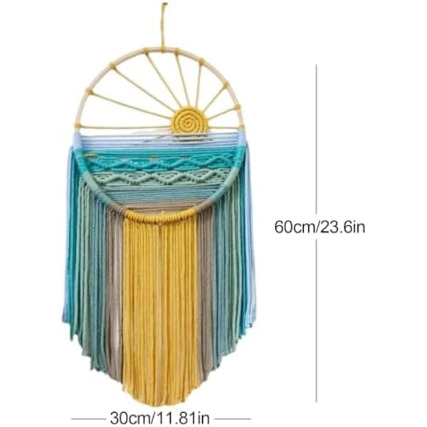 30x60cm Auringonlaskun Makrame-seinävaate, Tapetti Dreamcatchers Seinätaide Makrame Auringon Seinäkoriste Käsintehty Kudottu Boho Tapetti