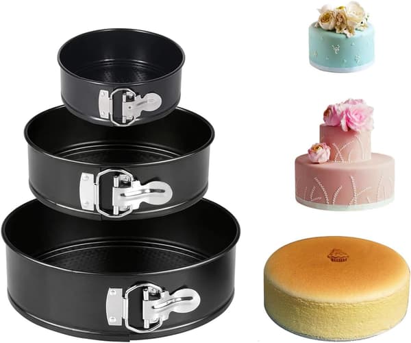 3-delars Bakform Set, Non-Stick Springform, Lös Bakplåt, Cheesecakeform, med Avtagbar Botten