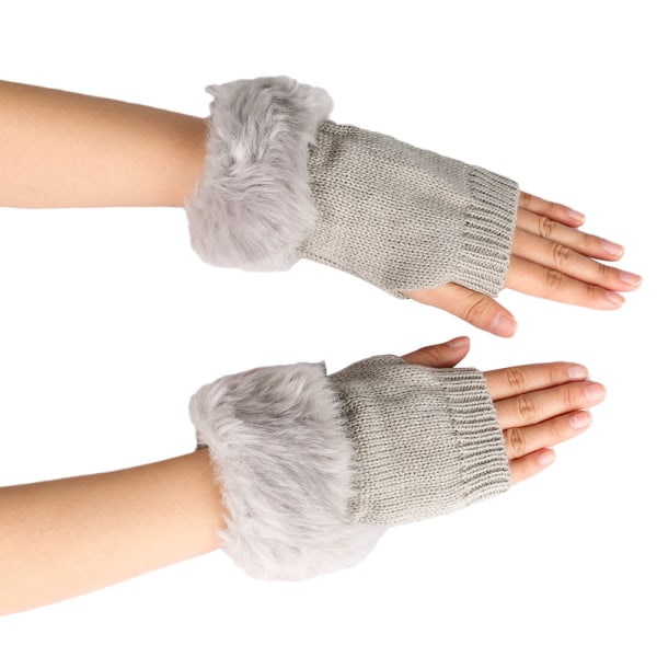 3 Pairs Fur Gloves New Knitted Wool Open Finger Gloves Faux