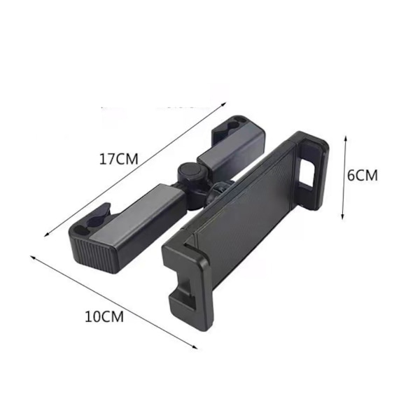 Svart bilholder for nettbrett, hodestøtteholder for nettbrett - [toakset teleskoparm] 360° rotasjon, holder for