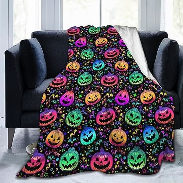 Halloween-gresskar Teppe Neon Kastteppe Bursdagsgaver Mykt Sofateppe Neon Gresskar Kastteppe for Reise Camping