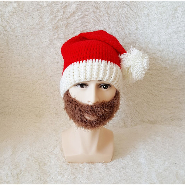 Unisex julevinter strikket heklelue Santa Hat med Bea