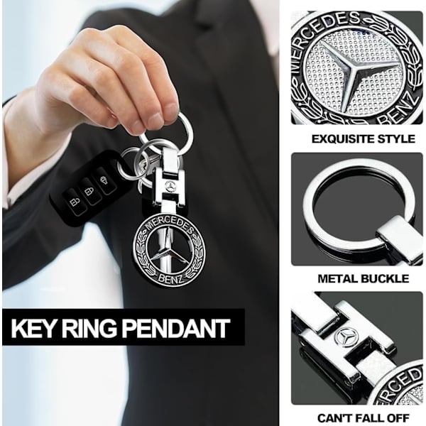 Sett med 2 bilnøkkelringer, elegante personlige nøkkelringer, 3D krommetall nøkkelringer, dobbeltsidige H-formede nøkkelringer, for