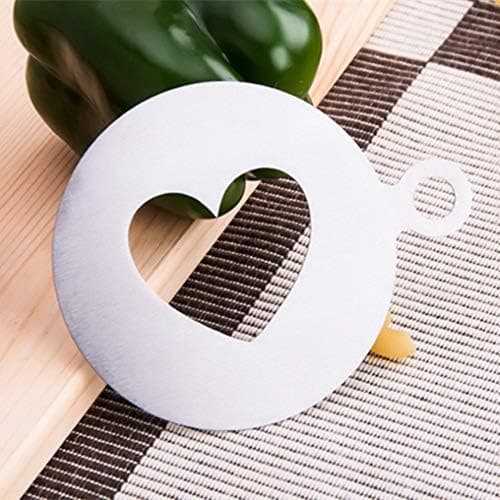 8,3x10,3cm 2 stk Rustfritt Stål Kaffe Stenciler Cappuccino Kaffe Stenciler Hjerte Stjerne Formet Støv Pad Duster Spray for