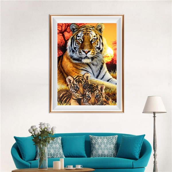 30x40cm Kit#B Peinture Diamant 5D DIY,Tigre Diamond Painting, P