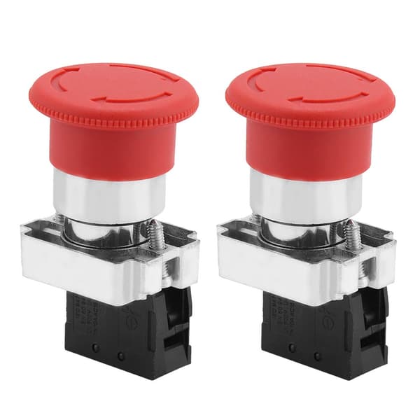 2-pakks nødknapp med rød panel, 22MM