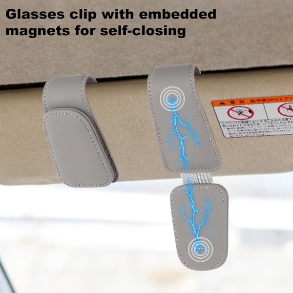 2 stks magnetisk bilbrilleholder, brilleholder til bil, Universal, Solbrilleholder Clip til