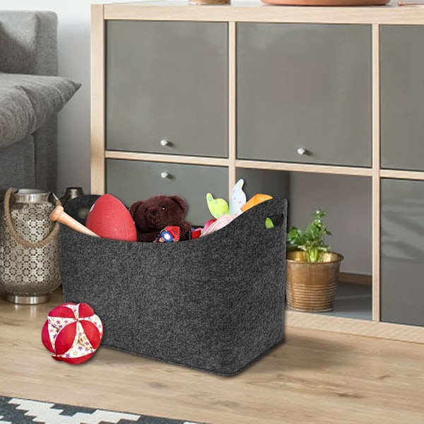 Filttømmerkurv med forsterket håndtak, 55x32x40cm, Oppbevaringspose for ved, aviser og klær, Peistilbehør