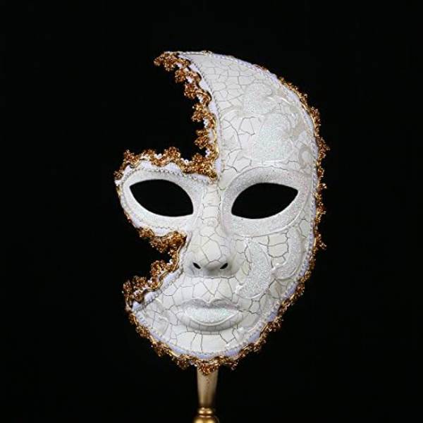 Venetsialainen naamio kepillä Mardi Gras -naamio naisille naamiaisiin prom-palloon (valkoinen) Halloween/Joulu Cosplay