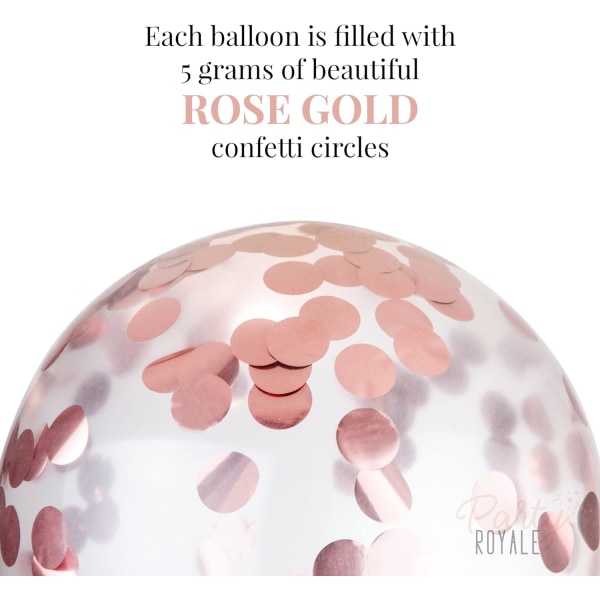 24 st roséguld ballonger och roséguld konfettiballonger stora P