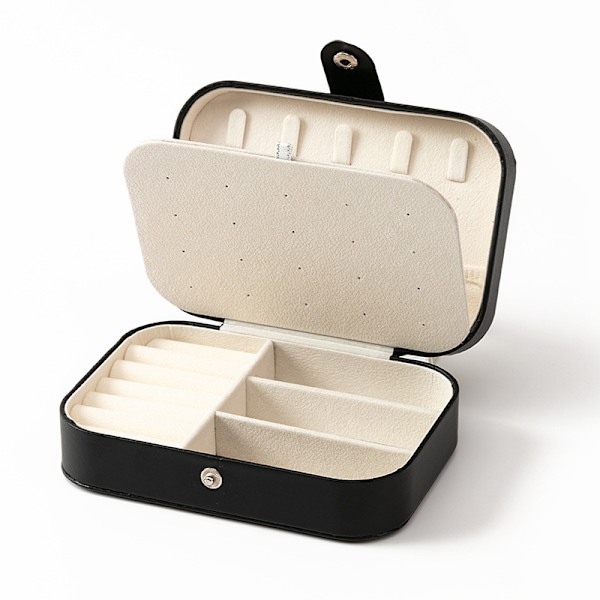 Liten smyckeskrin Halsband Ringförvaring Organizer Mini Smyckeskrin Dubbellager Resesmyckesorganisatör för Kvinnor Flickor