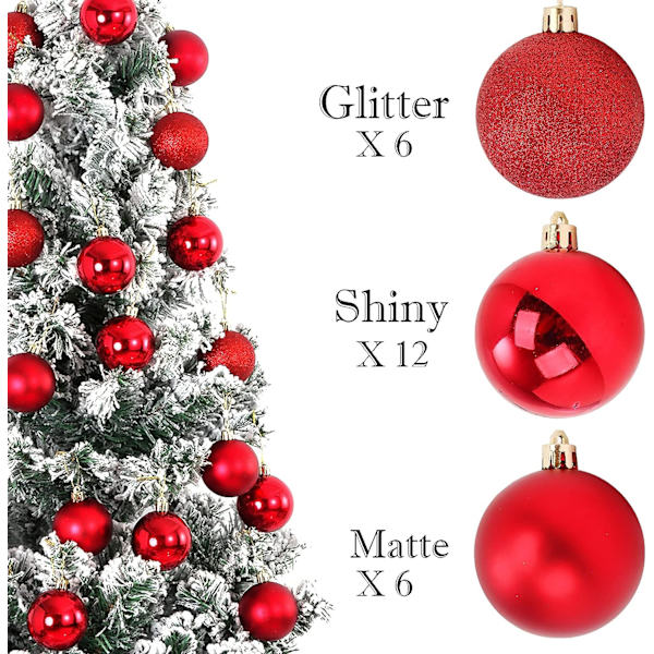 24 Mini Julgranskulor, Små Okrossbara Julgranskulor