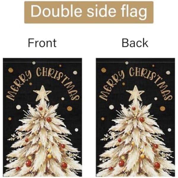 12x18 Tommer Glædelig Jul Træ Haveflag Velkommen Jul Dobbeltsidet Lille Burlap Vinter Hus Haveflag Ferie Ude