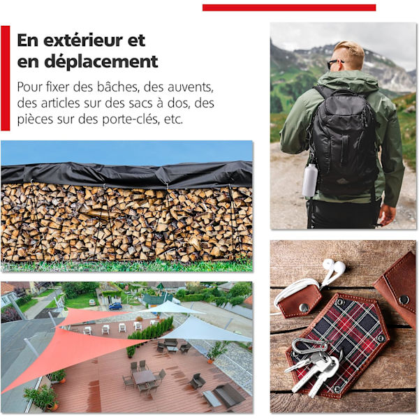 Set med 6 M6 karbinhakar - Karbinhakar med fjäderlås - Lo