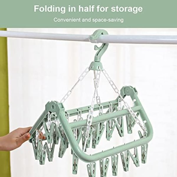 35x32cm Socktork med 32 Klämmor Inomhus Utomhus Tvättställ Hängande Vikbar Roterande Klädtork för Strumpor