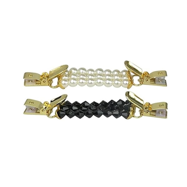 7cm 2-pack guld och silver ABS pärla strass kofta klämmor, pärlklämmor, snygga