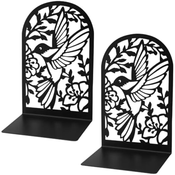 85x120x181mm 2 Pak Metal Bogstøtter Sorte Bogstøtter med Skridsikre Propper til Skole Hjemmekontor