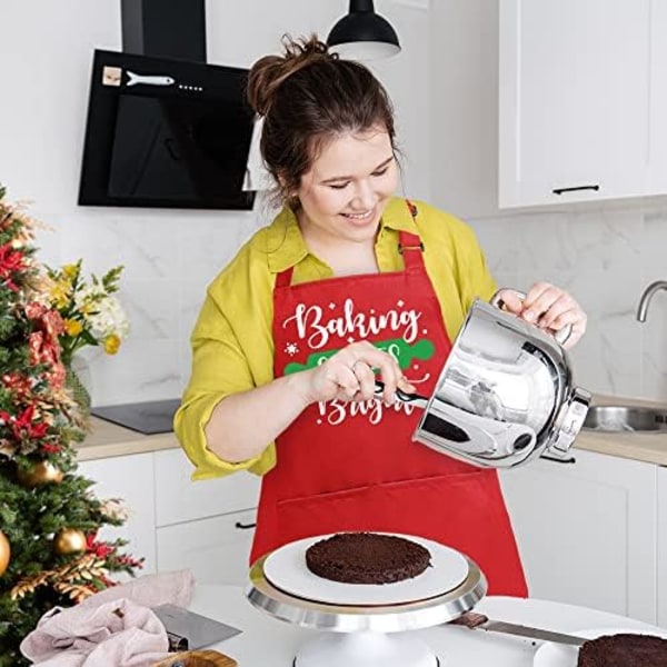 Roliga Julbakningsförkläden för Kvinnor Män Justerbara Kökskokförkläden med 2 Fickor Söta Thanksgiving Jul Apro