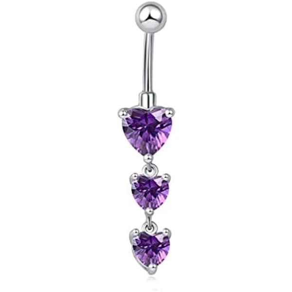9x44mm Navle Ring med Hjerteformet Cubic Zirconia Vedhæng til Kvinder - Krops Piercing Smykker