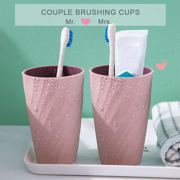 (Pink) Sæt med 2 Ubrækkelige Badeværelsesglas, Bløde og Holdbare, til Tandbørste