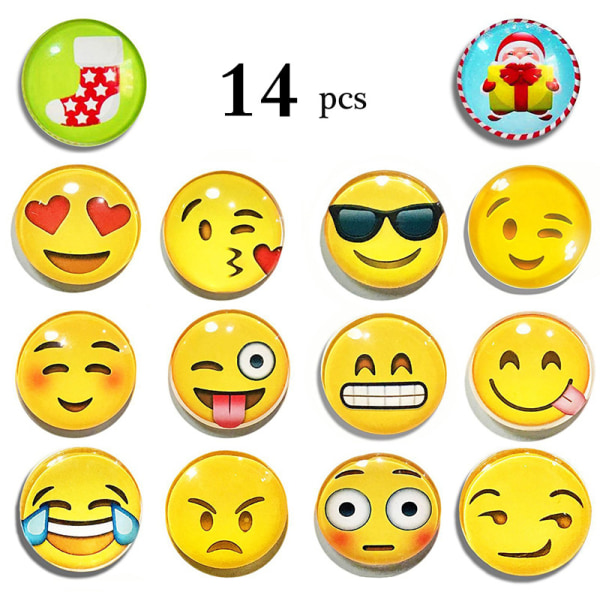 14 kpl Jääkaappimagneetteja Emoji-magneetteja Jääkaappimagneetteja söpöjä hauskoja uudelleen