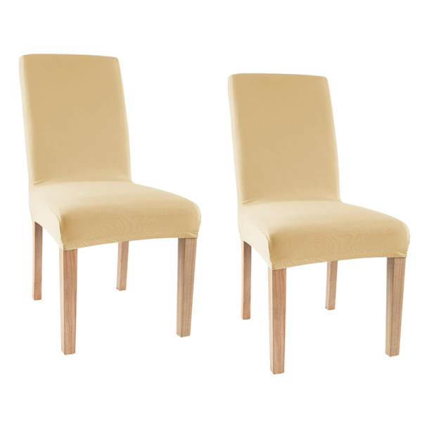 (Beige 2-delars set) Spandex matstolsöverdrag - Universal avtagbar tvättbar stolsöverdrag