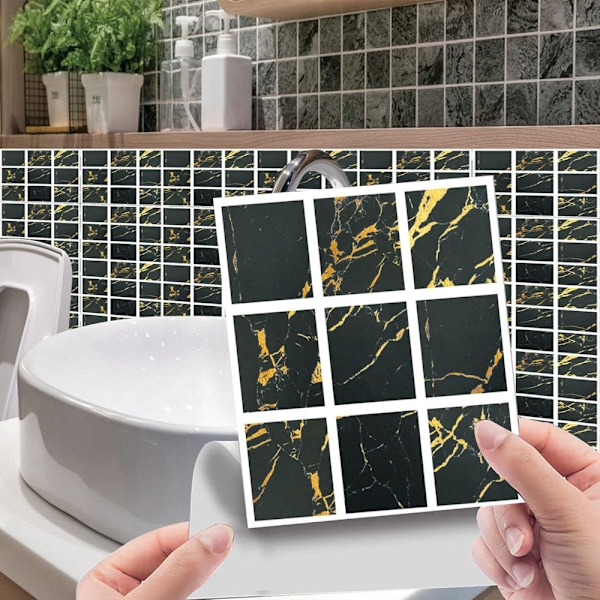 20 Pcs 10*10cm Self Adhesive Tile 3D Sticker Kitchen Bathroom Wal