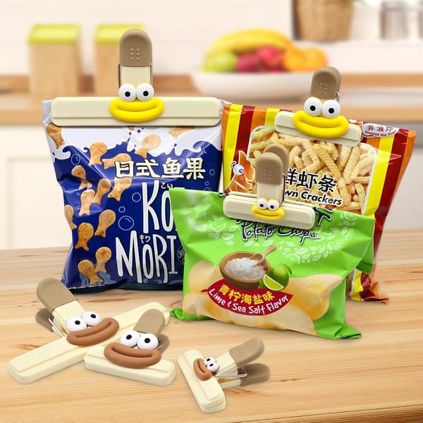 6 Pak Chip Clips, 6 Stilede Søde Chip Clips, Madclips, Brede Madvarer Snacks Pose Papirclips, Søde Tætte Tætning Greb