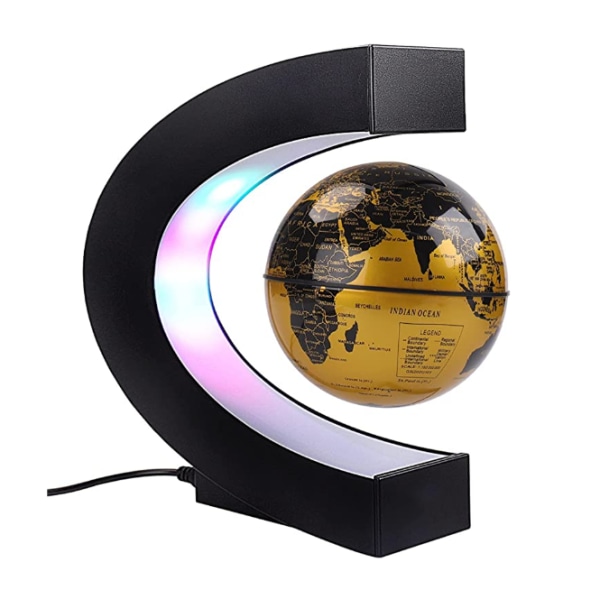 Nior Floating Earth Globe med C-formede fargerike lysdioder, Anti-Gra