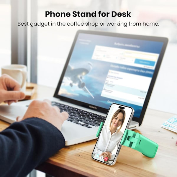 Telefonholder, Justerbar Telefonholder til Rejser, 360° Roterende Skrivebordsklemme, Bærbar Sammenklappelig Krog, Green