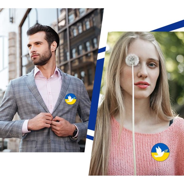 （Peace） Ukraine Flag Badge, Diameter 25mm（Style 2）