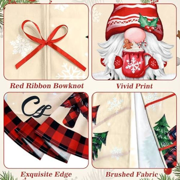 70x70cm Juletræsskørt Buffalo Plaid Træskørt Rød og Sort Plaid Nisse Julepynt Træmåtte Rustik Jul