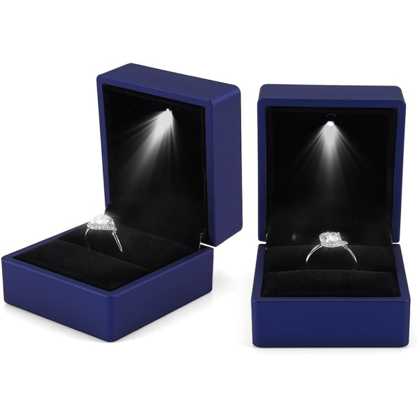 (Blå) Moderigtig LED-ringboks Lysende ringboks til Marriage Pro