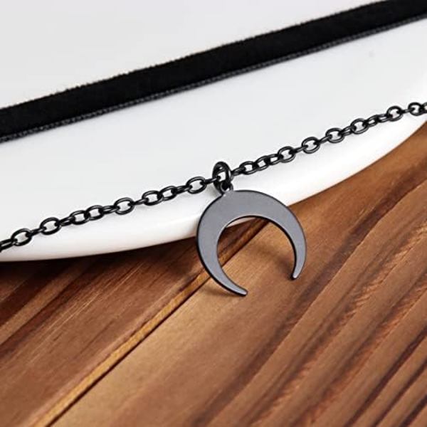 Choker Halskæde til Kvinder, Sort Fløjl Choker, Lagdelt Halskæde, Goth Smykker til Kvinder